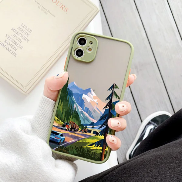 Reise Landschaft Handy hülle für iPhone x xr xs max 16 12 13 11 14 15 pro max mini 7 8 plus Berg Windmühle Gondel Rückseite – Detail 9