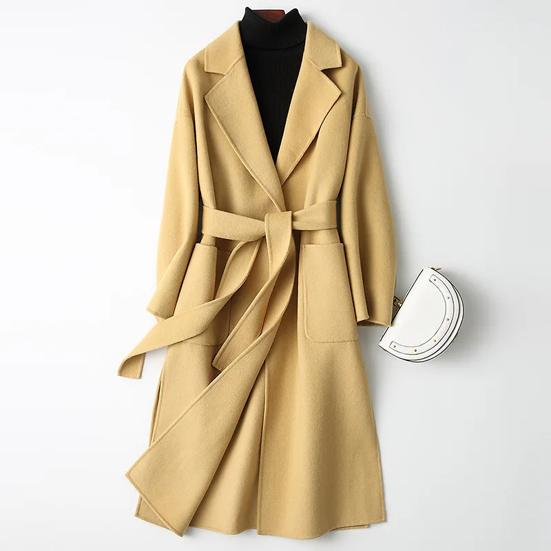 

Good quality band coats 2020 new double-sided cashmere Alpaca wool coat velvet overcoat long wool coat witner autumn jacket