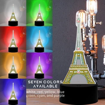 

LED Diamond Painting Light DIY 5D Modeling Lamp Gifts Embroidery Night Lamp Iron Tower Jesus Goddess Butterfly Sky Wheel