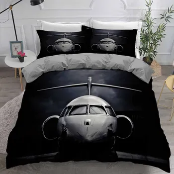 

Plane Bedding Set Bedroom Decor Doona Quilt Cover Boys Men Gift Black Hypoallergenic 1PC Duvet Cover with Pillowcase Dropship