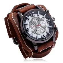 

2020 New Retro Men Watches Leather Chronograph Sport Fashion Punk Style Quartz Watch For Men