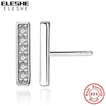 

ELESHE Christmas Gift 925 Sterling Silver Earrings Crystal Circle Round Bar Infinity Wing Stud Earrings For Women Party Jewelry