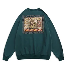 Castanha de caju flor colada pano bordado camisola masculina ins street fashion marca solta em torno do pescoço com capuz pulôver