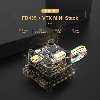 

HGLRC FD435-VTX Stack FD F4 Mini Flight Controller 35A Blheli_32 3-6S 4 In 1 ESC 25-300mW VTX Mini 20X20mm