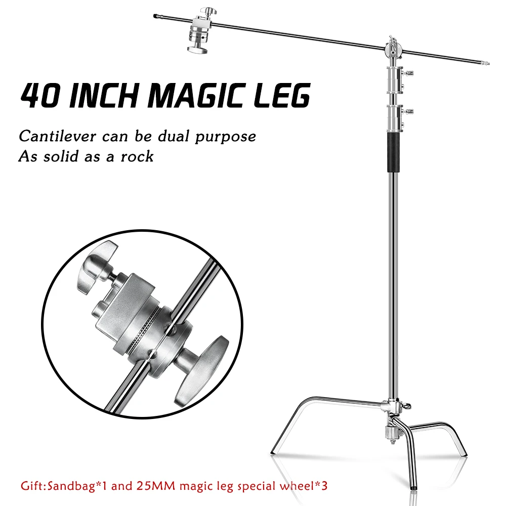 SH Photography Tripod 2.6m C-stand Light Stand 100% Metal 8.53ft With Boom Arm Professional For Photo Studio Softbox