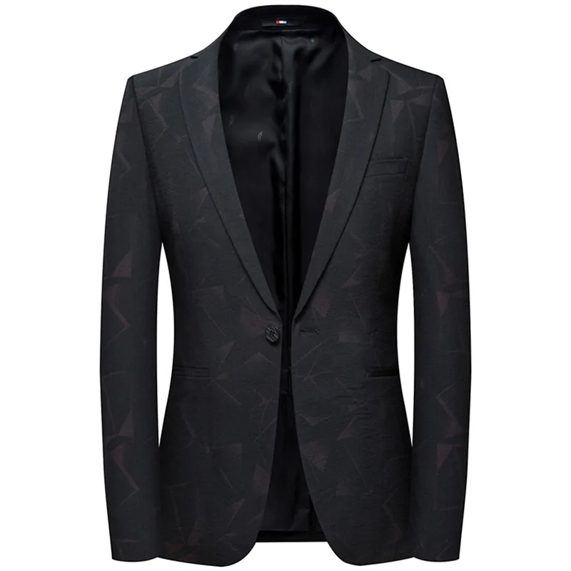 2019 Autumn Print Casual Suit Men's Fashion High Quality Slim Korean Men's Suit