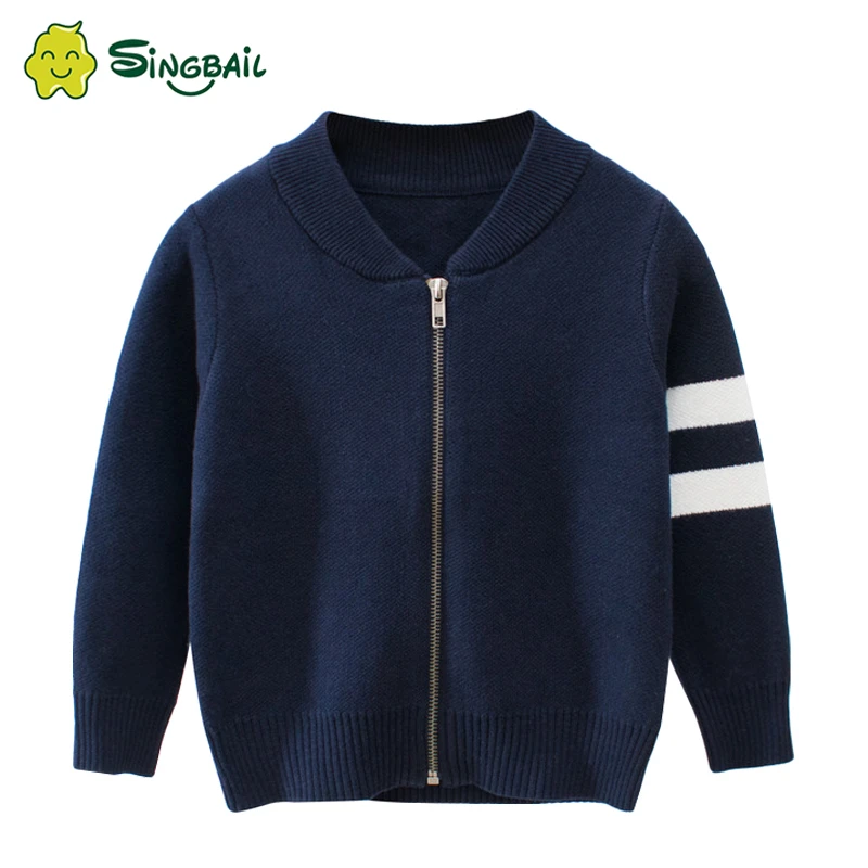 

Kids Striped Sweater Tops Children Boy Autumn Winter Knitted Cardigan Sweater Baseball Coat New Toddler Jacket Outerwear Clothes