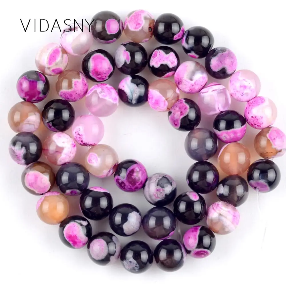 

Natural Mineral Gem Rose Red Fire Agates Round Stone Beads For Jewelry Making 6 8 10mm Spacer Beads Diy Bracelet Necklace 15''