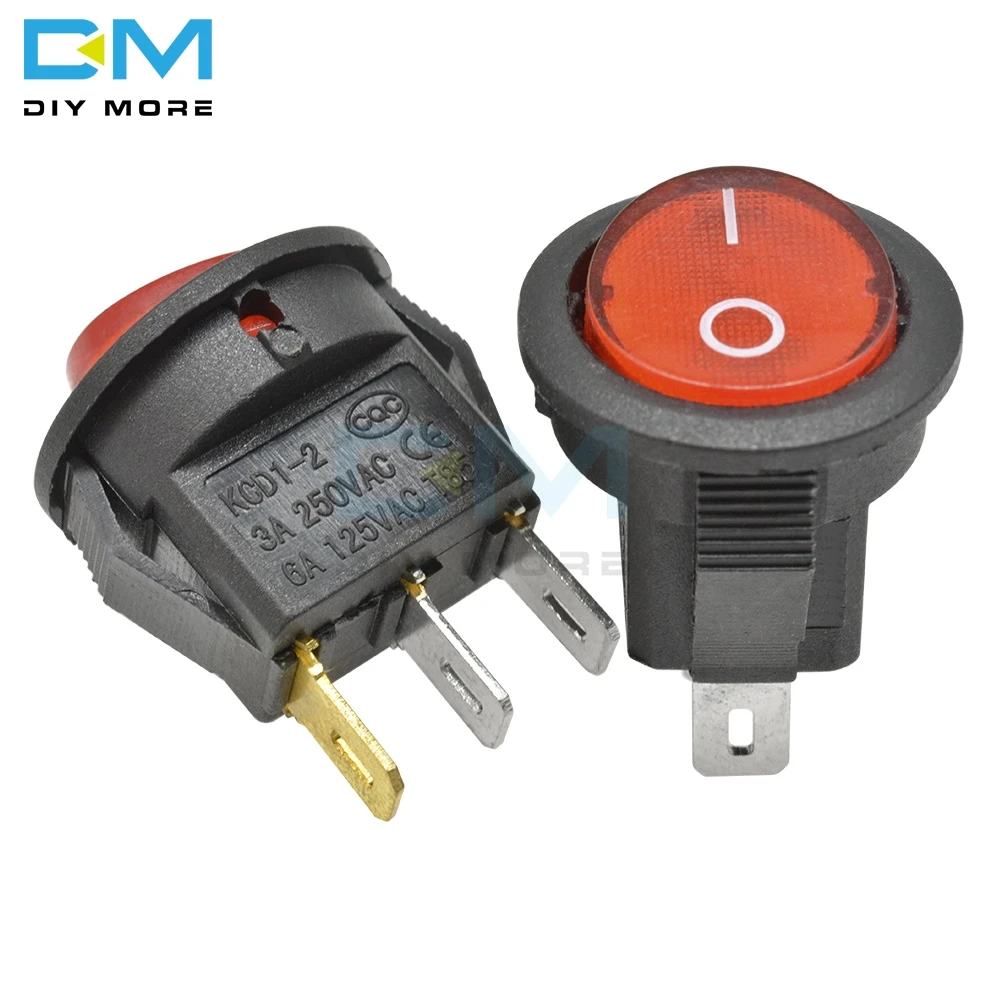 5 шт. KCD1 15 мм маленький круглый 2 Pin 3 Pin 2 файла со светом 3A/250V 6A/125V AC кулисный переключатель Seesaw выключатель питания для приборной панели автомобиля