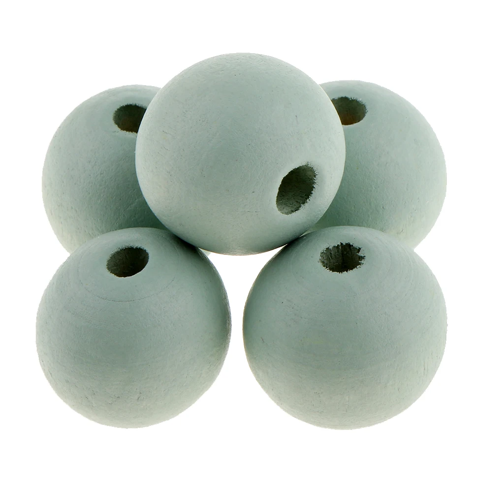 30 Pieces Round Ball Wood Spacer Beads DIY Necklaces Bracelets Jewelry Findings Charms 18mm Sewing Craft 