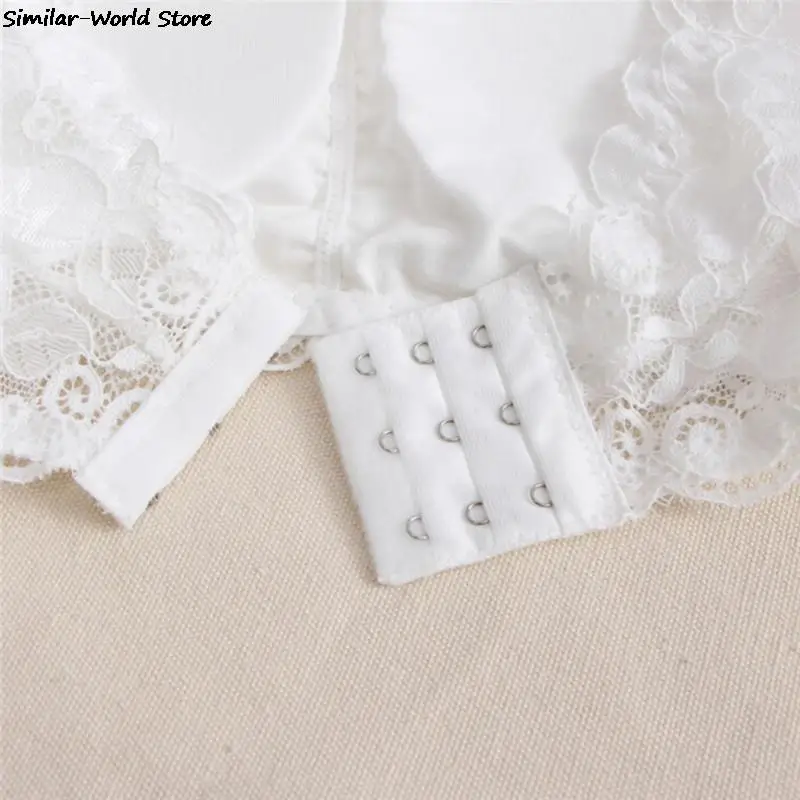 Women's Lace Floral Bra Bustier Back Closure Bandeau Crop Top Padded Bra Bralette Strapless Tube Top Lingerie