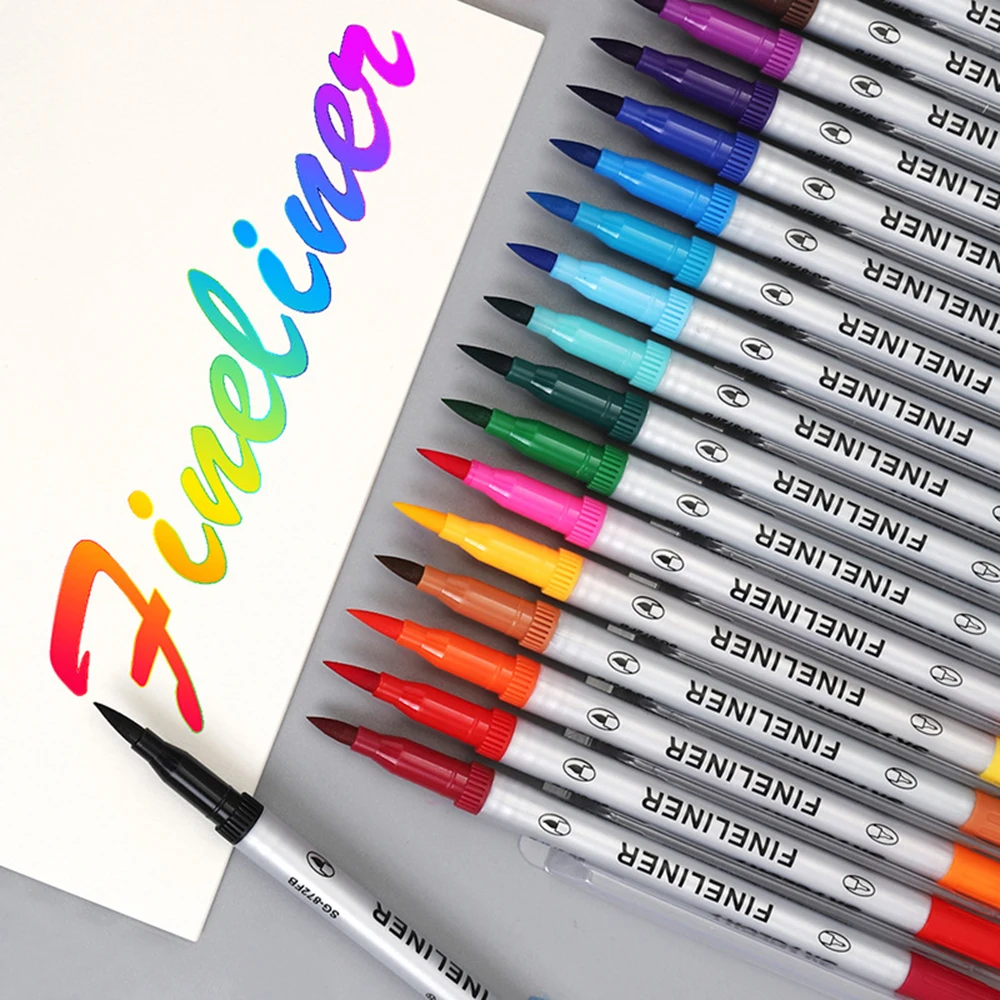 

12/18/24 Color Dual Tip Brush Marker Pens Fine Liner Watercolor Art Markers Calligraphy Coloring Drawing Art Supplies