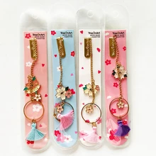 Милый Сакура с кисточкой подвеска из металлической цепочки маркер Закладка страницы студенческие канцелярские принадлежности Школьные офисные подарки