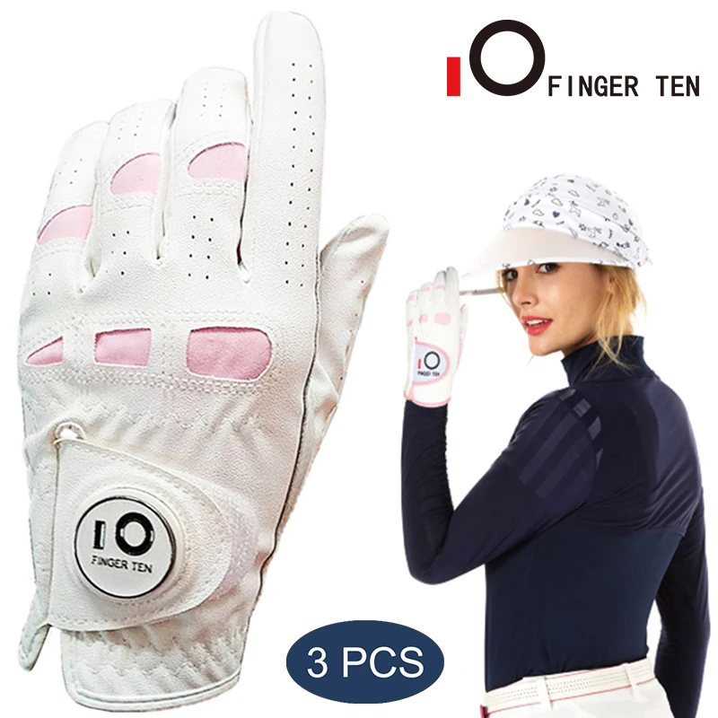 Women Ladies Golf Gloves Right Hand Left Rh Lh With Ball Marker PU