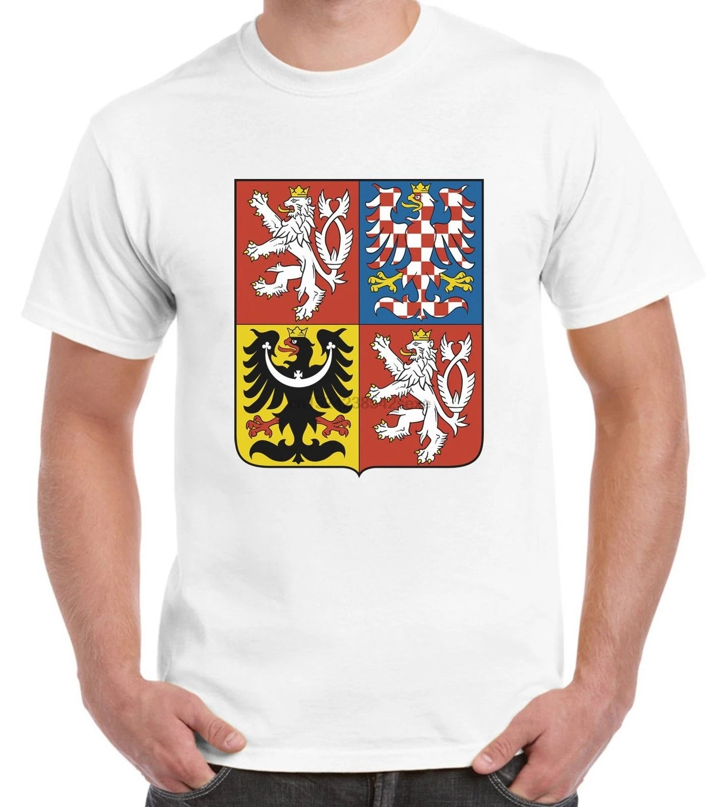 Czech Republic Coat Of Arms Flag Mens T-Shirt - Football Athletics | Мужская одежда