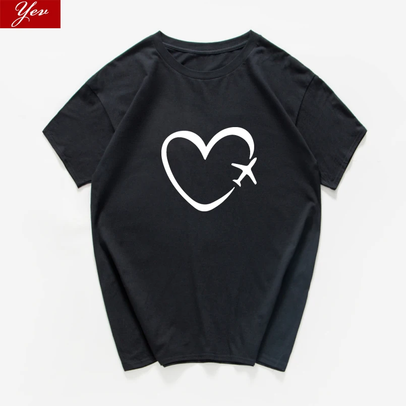 

Travel plane heart love Print t shirt men Cotton Casual tshirt man loose Top Tee female hipster cool streetwear men clothing new