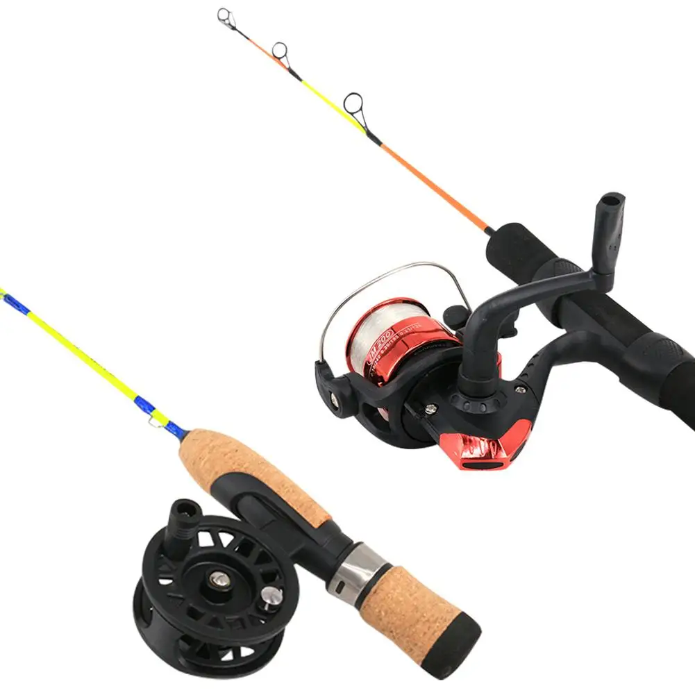 Winter Ice Fishing Rod Combo Mini Pole Lure 41/50cm Retractable Carbon Fishing Rod Reel Set With Spinning Reel Ice Fishing Wheel