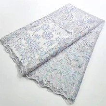

Ulifelace Pure White Shiny Sequins Fabric 2022 High Quality African French Mesh Lace 5 Yards For Big Occasions Dress F3464