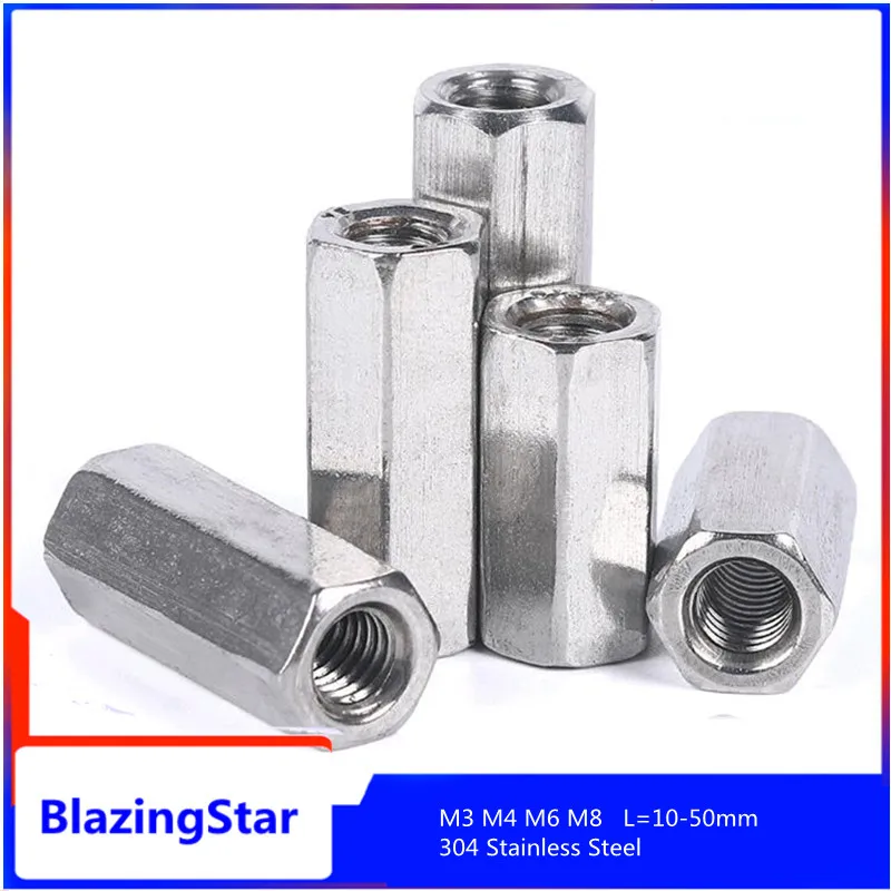 M3 M4 M6 M8 304 스테인레스 스틸 확장 육각 너트 고정 나사, 확장 육각 너트 L = 10-50mm, 개