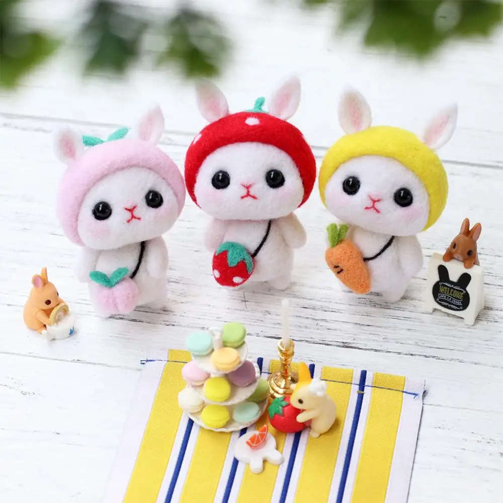 

Creative Rabbit Animal Handmade Toy Doll Wool Felt Poked Kitting Non-Finished DIY Wool Felting Package Material