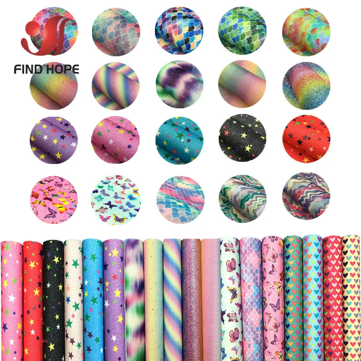 Floral Sparkle Glitter Faux Leather Fabric for Crafting and DIY Projects