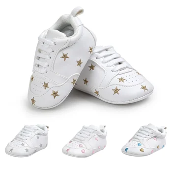 

Baby Shoes Boy Girl Print Heart Star Toddler Sneaker PU Soft Anti-Slip Sole Newborn Infant First Walkers Crib Shoes moccasins