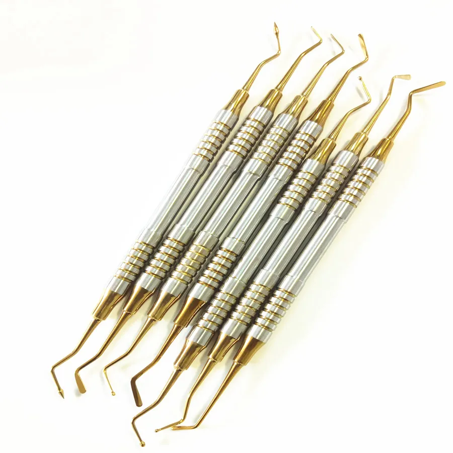 

7pcs Dental Composite Resin Filling Spatula Titanium plated Head Resin Filler Set thick handle Restoration set Dental Instrument