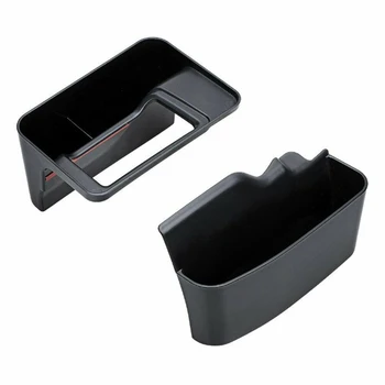 

2pcs Side Storage Box Holder ABS Plastic Black Interior Organizer Double-sided Gear Tray