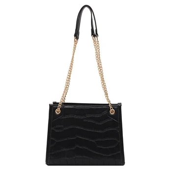 

Solid Stone Print Embossing Tote Bag Fashion Easy Matching Large Capacity Lady Chain Shoulder Bags for Women 2020 New Arrival