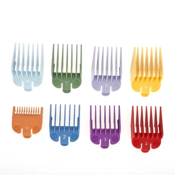 

8 different sizes Guide Comb Set with standing base PP Colorful Color Guide Combs Hair Clipper Cutting Tool Haircut Accessories
