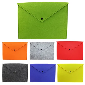 

1PC Simple A4 Big Capacity Document Bag Pad Business Briefcase File Folders Chemical Felt Filing Products Solid Color