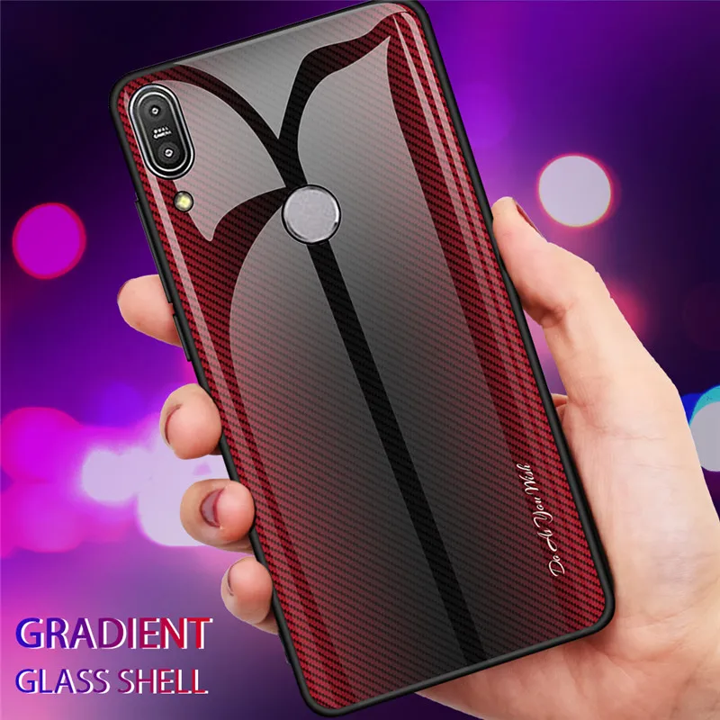 чехол + защитное стекло для Asus Zenfone Max Pro M2 ZB631KLчехол на ZB633KL M1 ZB602KL cградиентным