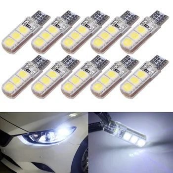 

Small car led light T10 5050 6LED width light T10 crystal silicone light license plate light white blue red yellow