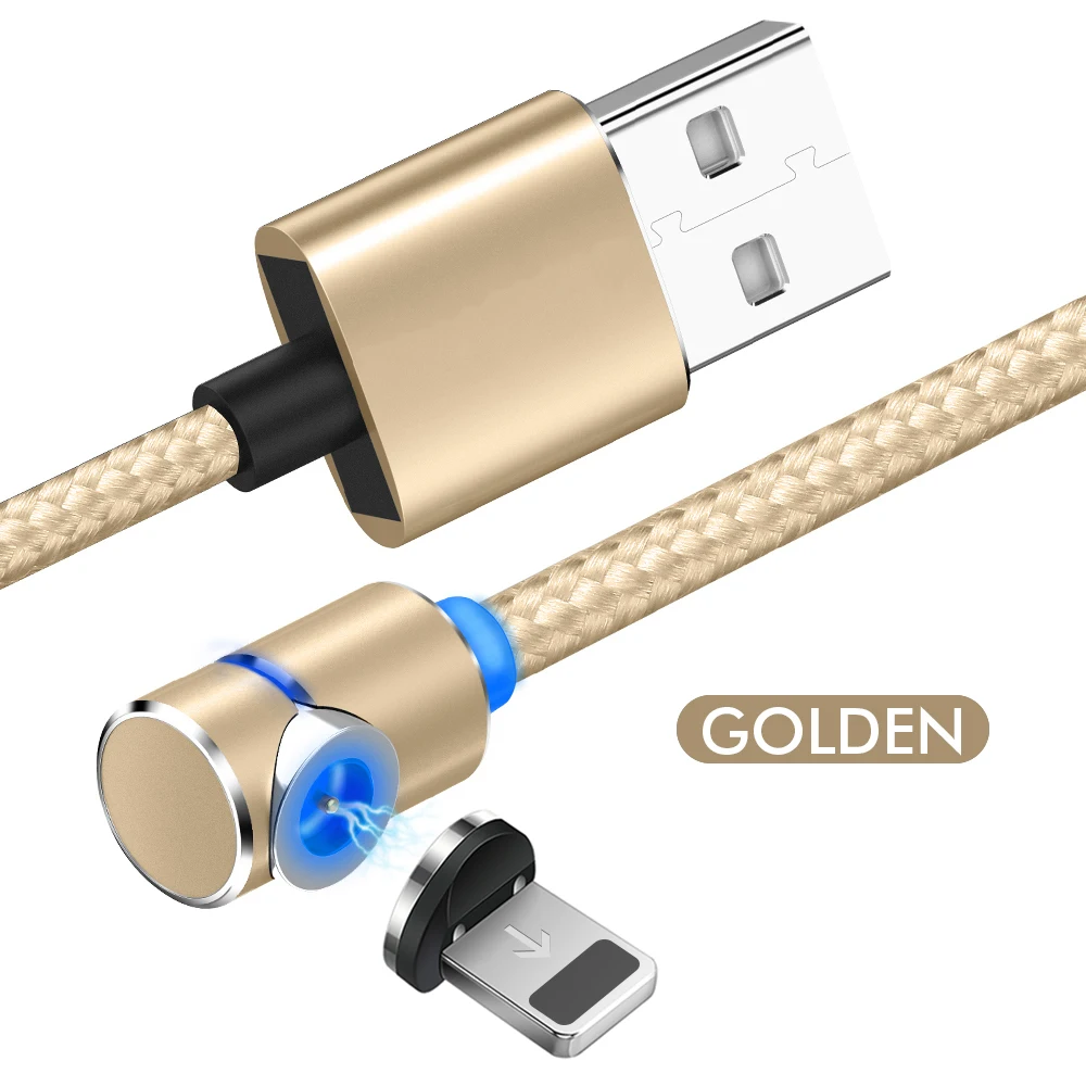 1 м 2A Магнитный Быстрый зарядный кабель USB type C кабель для iPhone 11 Pro XS Max Magnet зарядное устройство Micro usb-кабель светодиодный зарядный провод шнур - Цвет: Золотой