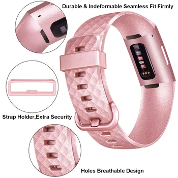 

Soft Silicone Replacement Band For Fitbit Charge 3 Rose Gold Wristband Strap with Metal Buckle For Fitbit Charge 3