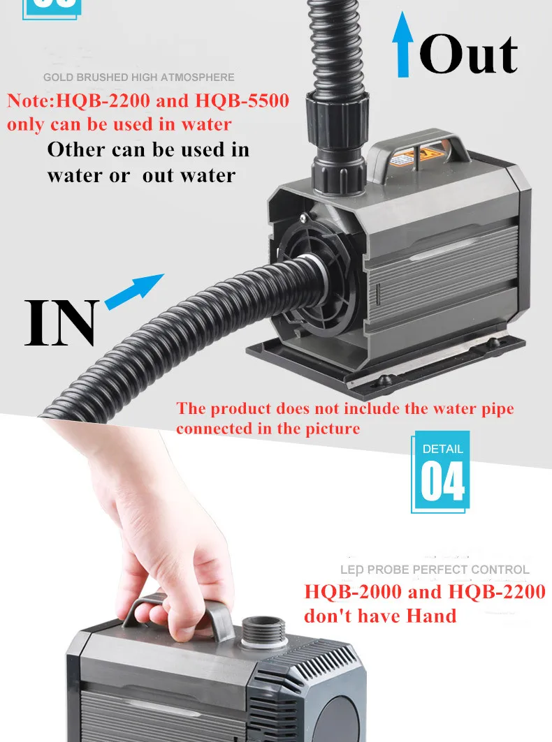 HQB-2000~3500 Aquarium Amphibious Pump,multi-functional submersible pump fish tank water wave pump 220-240V