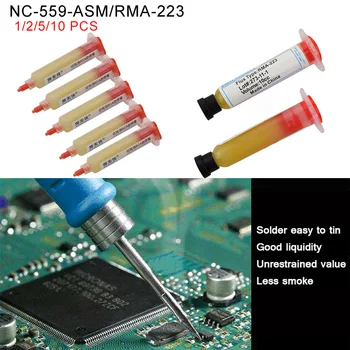 

10 Pcs Solder Welding Paste No Clean Welding Flux Grease Repair Solder Cylinder Welding Oil With Flexible Tip Syringe 10