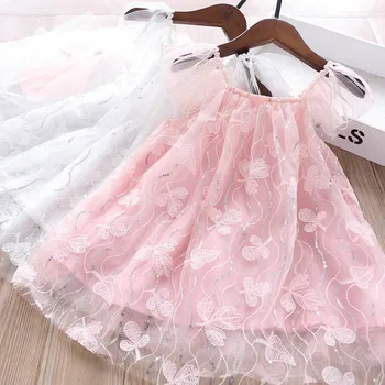 

Summer Girl's Embroidered Sequined Dress Baby Dress with Head Veil