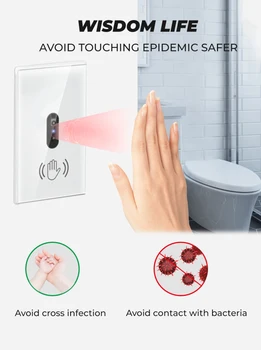 

Smart Infrared Sensor Switch No Touch Wall Light Switch PIR Motion Sensor Light Auto On/Off US EU PLUG