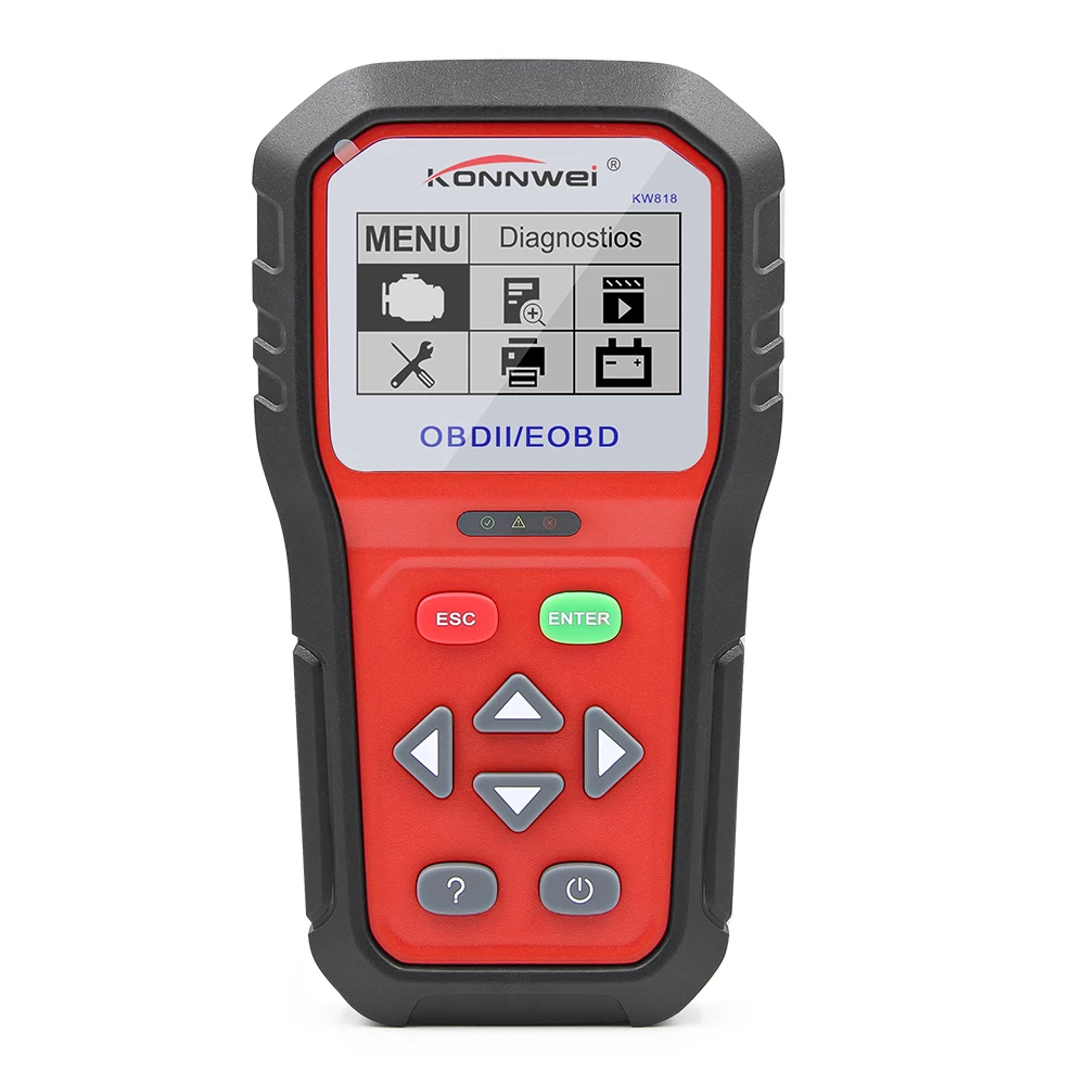 KONNWEI KW818 RED KONNWEI KW818 Enhanced OBDII ODB2 EOBD Car Diagnostic Scanner 12V Battery Tester Check Engine Engine Automotive Code Reader Tool - Цвет: KONNWEI KW818 RED