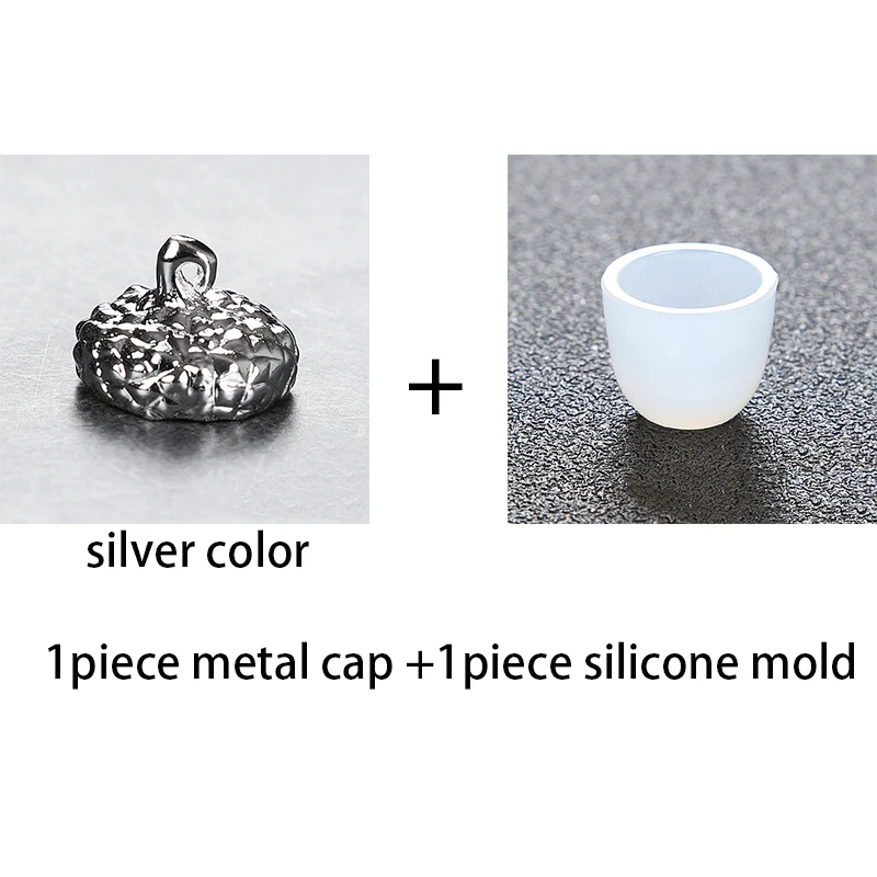 silver cap and mold SNASAN форма желудя ожерелье формочка для силиконовой Подвески для изготовления ювелирных изделий Смола Ювелирный инструмент УФ формы для эпоксидной смолы декоративное ремесло - Цвет: silver cap and mold