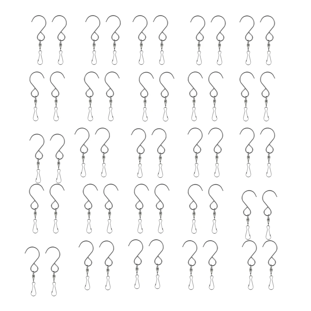 50Pc Swivel Hooks Clips Hanger Hanging Wind Chimes Crystal Twisters Spinning