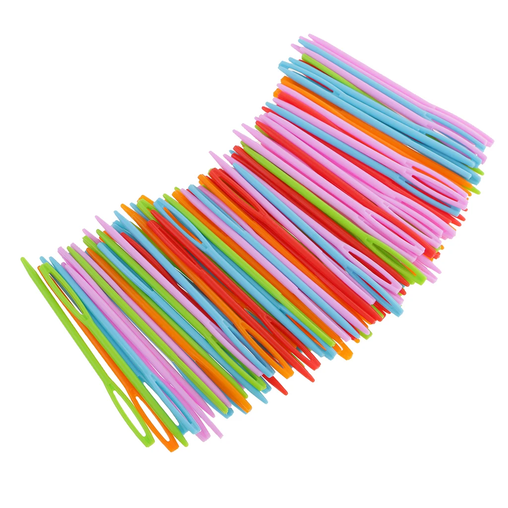100 Pack Plastic Hand Sewing Yarn Darning Tapestry Needles Colorful Lacing Needles Notions Craft