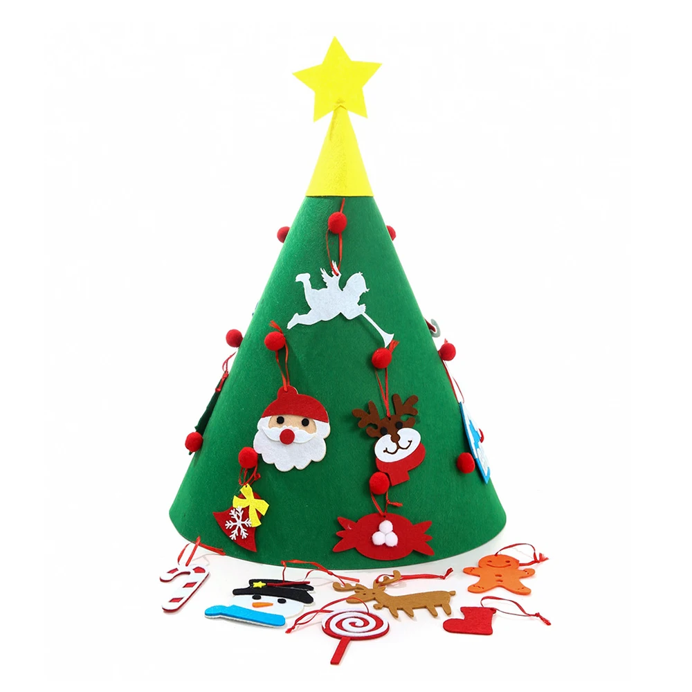 

DIY Felt Christmas Tree with Ornaments Children Christmas Gifts New Year Door Wall Hanging Xmas Decoration For Home 55*65cm