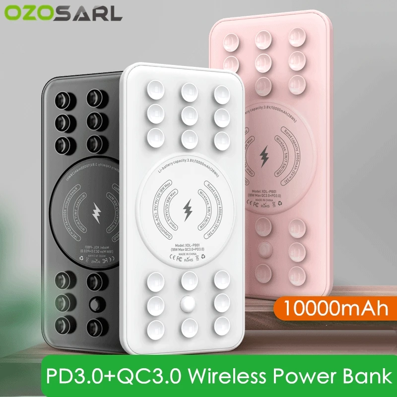18 Вт PD3.0 QC3.0 беспроводной Powerbank присоски Адсорбция Беспроводное зарядное