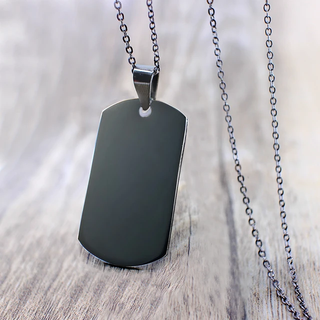 Black Dog Tag Pendant Necklace