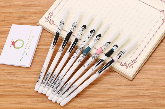 100pcs/Lot Wholesale Gel Pen New Hand Drawn Character Neutral Pen 0.38mm Cute Student Stationery Writing SuppliesGP498