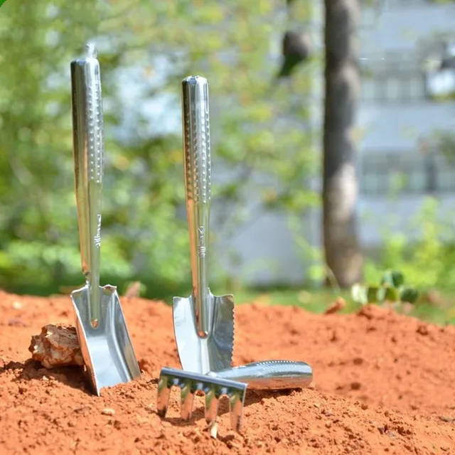 Rozsdamentes Acél Otthoni Kertészeti Szerszámkészlet Erkély Mini Ásó Öltönyök Háromrészes Lapát Rake Kerti Szerszámok Kombinációja - Image 2