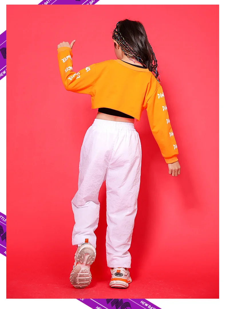 Kid Cool Hip Hop Clothing Hoodie Sweatshirt Shirt Top Crop Hollow Causal Pants for Girl Jazz Ballroom Dance Costume Clothes Wear (13)