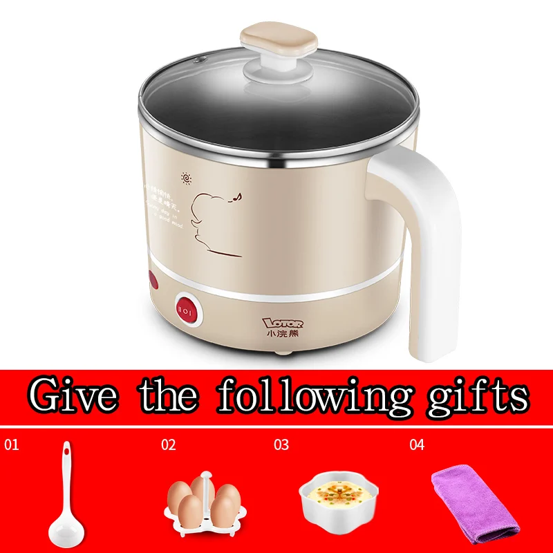 Электрическая Мультиварка мини сковорода машина для приготовления лапши горшок для тушеного мяса с мульти Плита Кухня прибор Пособия по кулинарии сковорода яйцеварка суп 220V - Цвет: Коричневый